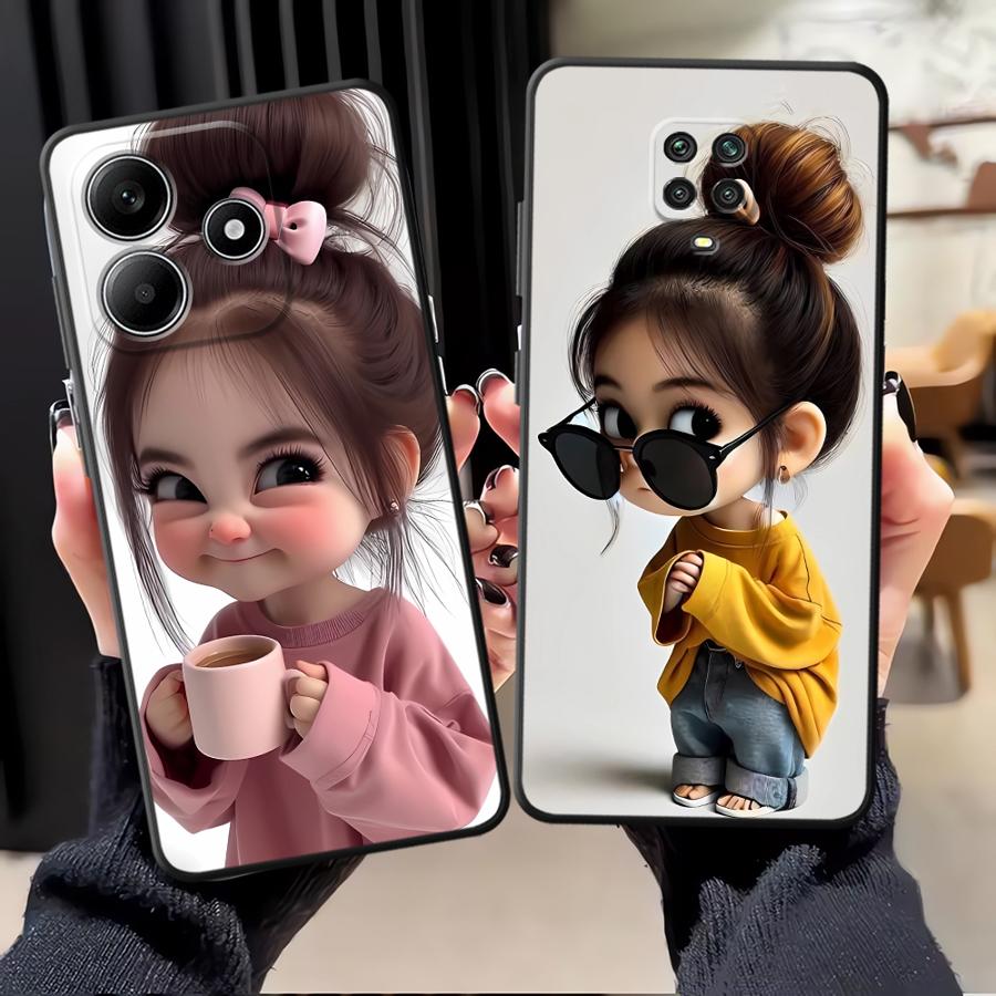 Xiaomi Redmi Note 14 - Casing Ponsel Funda Pola Gadis Kartun